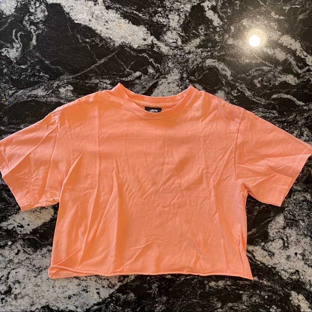 Bright orange crop top T shirt